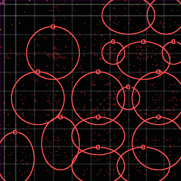 Encircled drift receipt for commit 0740589ed — green in-lane rings, amber bleed, red drift