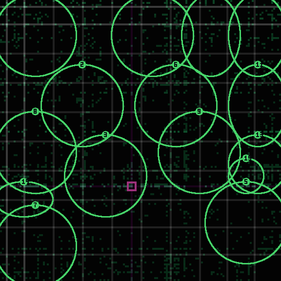 Encircled drift receipt for commit 0d3aa540a — green in-lane rings, amber bleed, red drift