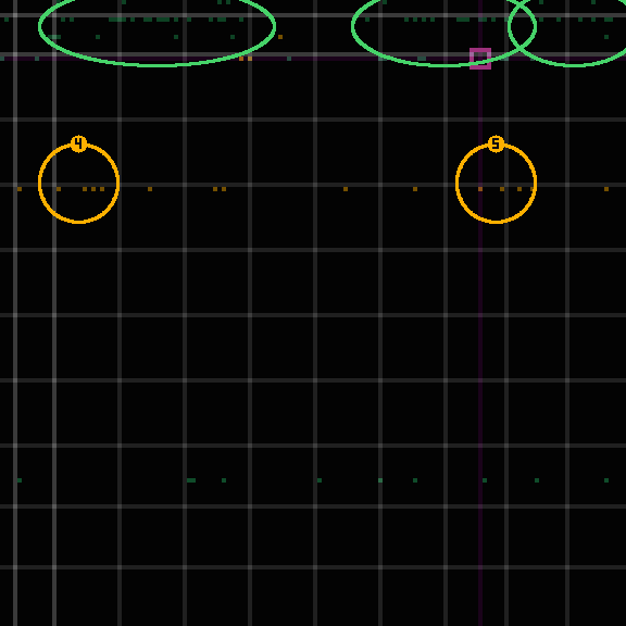 Encircled drift receipt for commit 4bf8102a2 — green in-lane rings, amber bleed, red drift