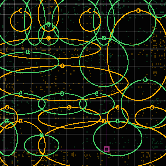 Encircled drift receipt for commit 798abb679 — green in-lane rings, amber bleed, red drift