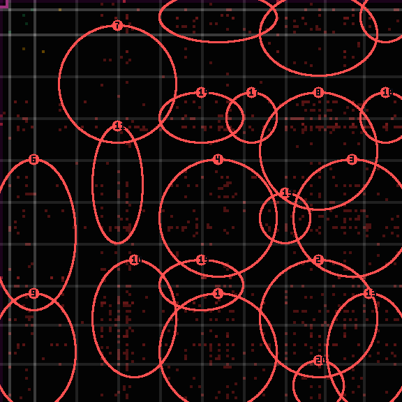 Encircled drift receipt for commit 954345a24 — green in-lane rings, amber bleed, red drift