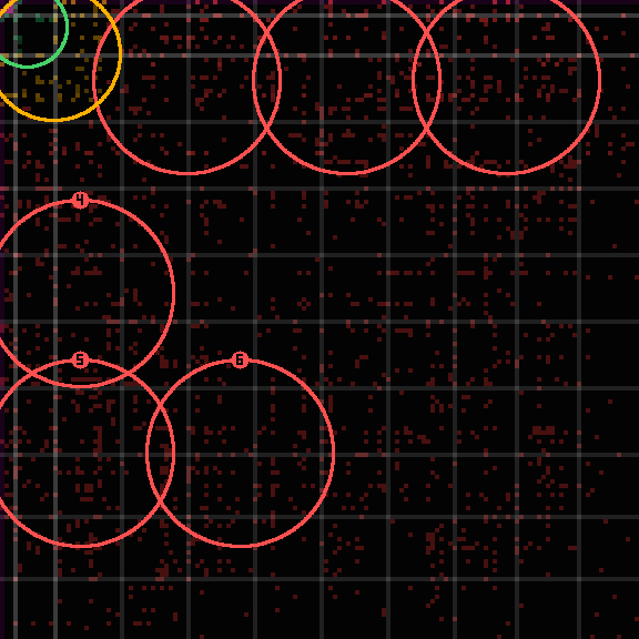 Encircled drift receipt for commit a577a1aec — green in-lane rings, amber bleed, red drift