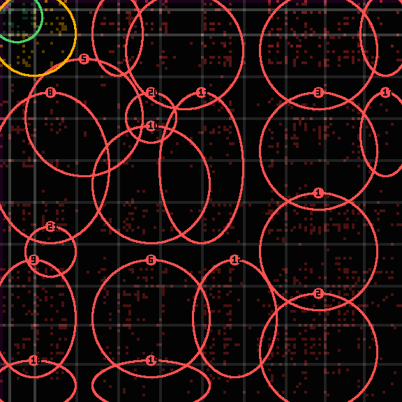 Encircled drift receipt for commit bada01d27 — green in-lane rings, amber bleed, red drift