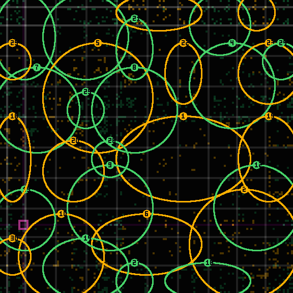 Encircled drift receipt for commit d4373f471 — green in-lane rings, amber bleed, red drift