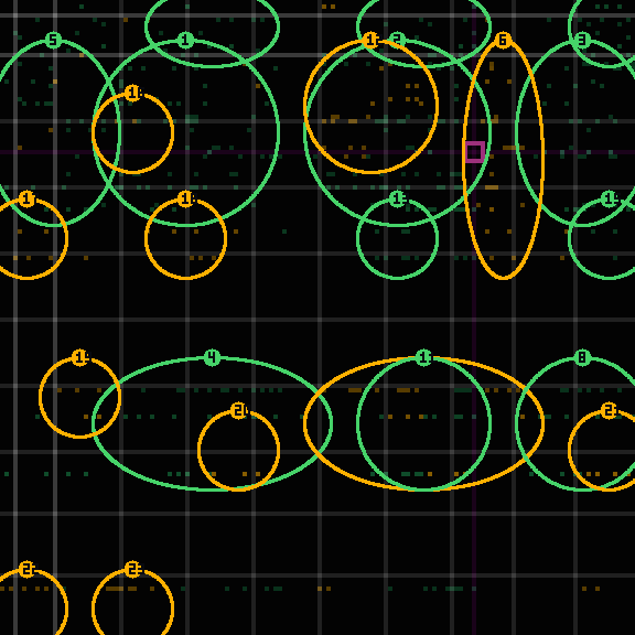 Encircled drift receipt for commit db22e07bc — green in-lane rings, amber bleed, red drift