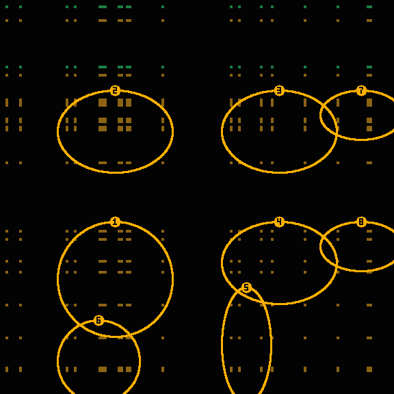 Encircled drift receipt for commit e1cca2a52 — green in-lane rings, amber bleed, red drift