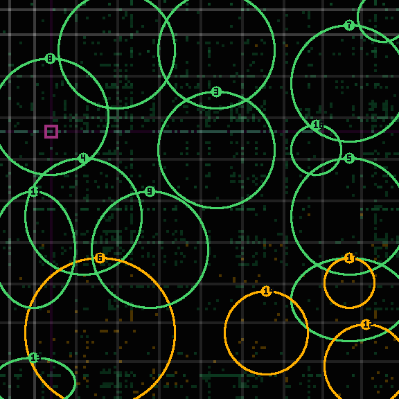 Encircled drift receipt for commit ff51b4b81 — green in-lane rings, amber bleed, red drift