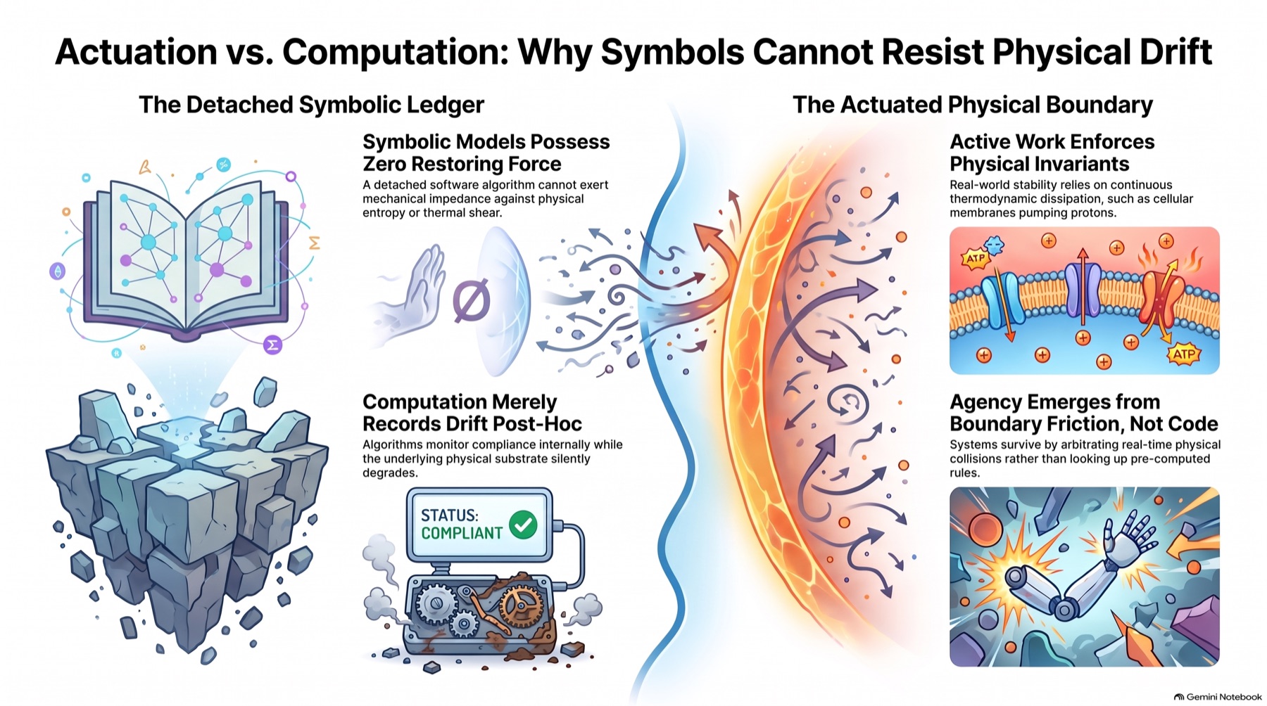 Actuation vs. Computation: Why Symbols Cannot Resist Physical Drift