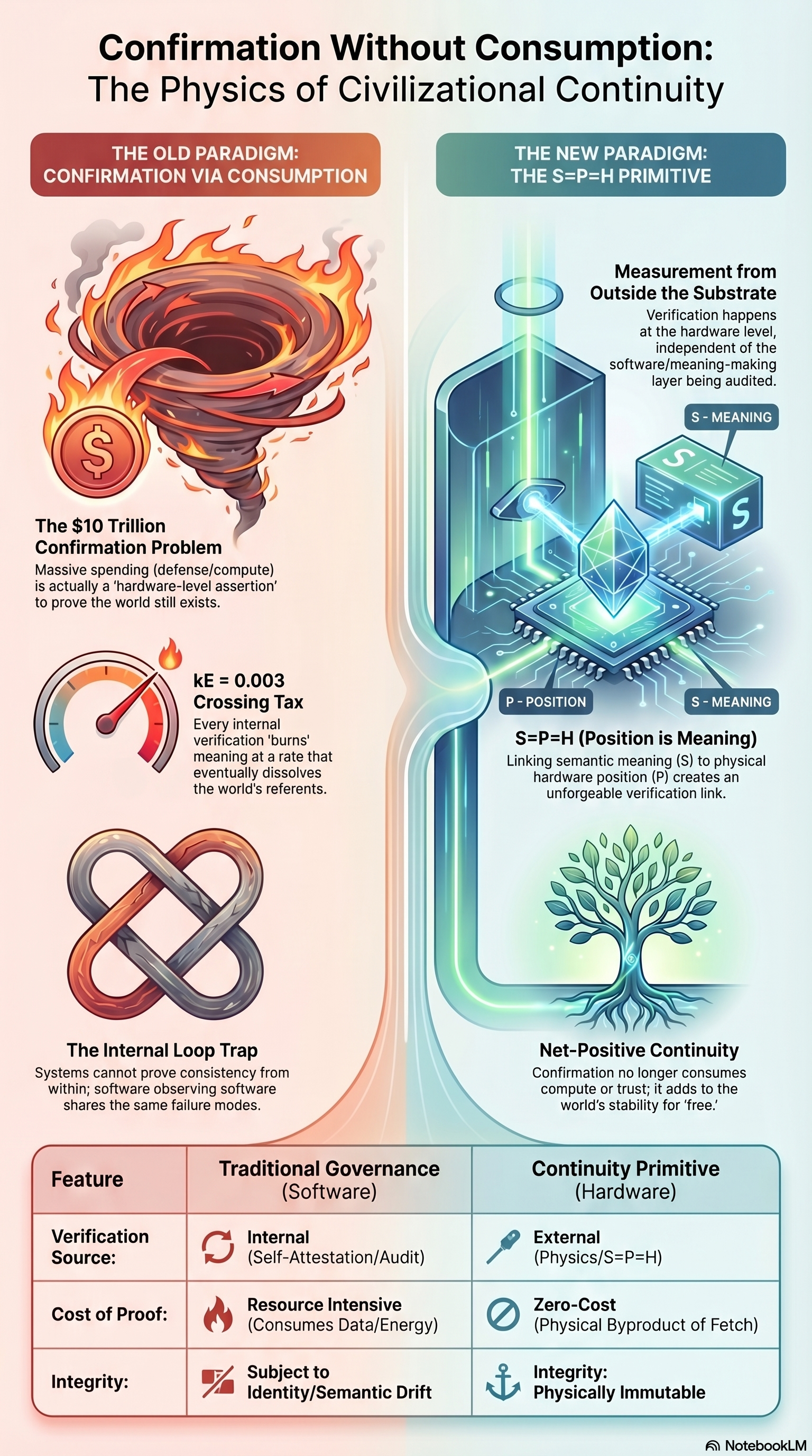 CONFIRMATION WITHOUT CONSUMPTION: THE PHYSICS OF CIVILIZATIONAL CONTINUITY